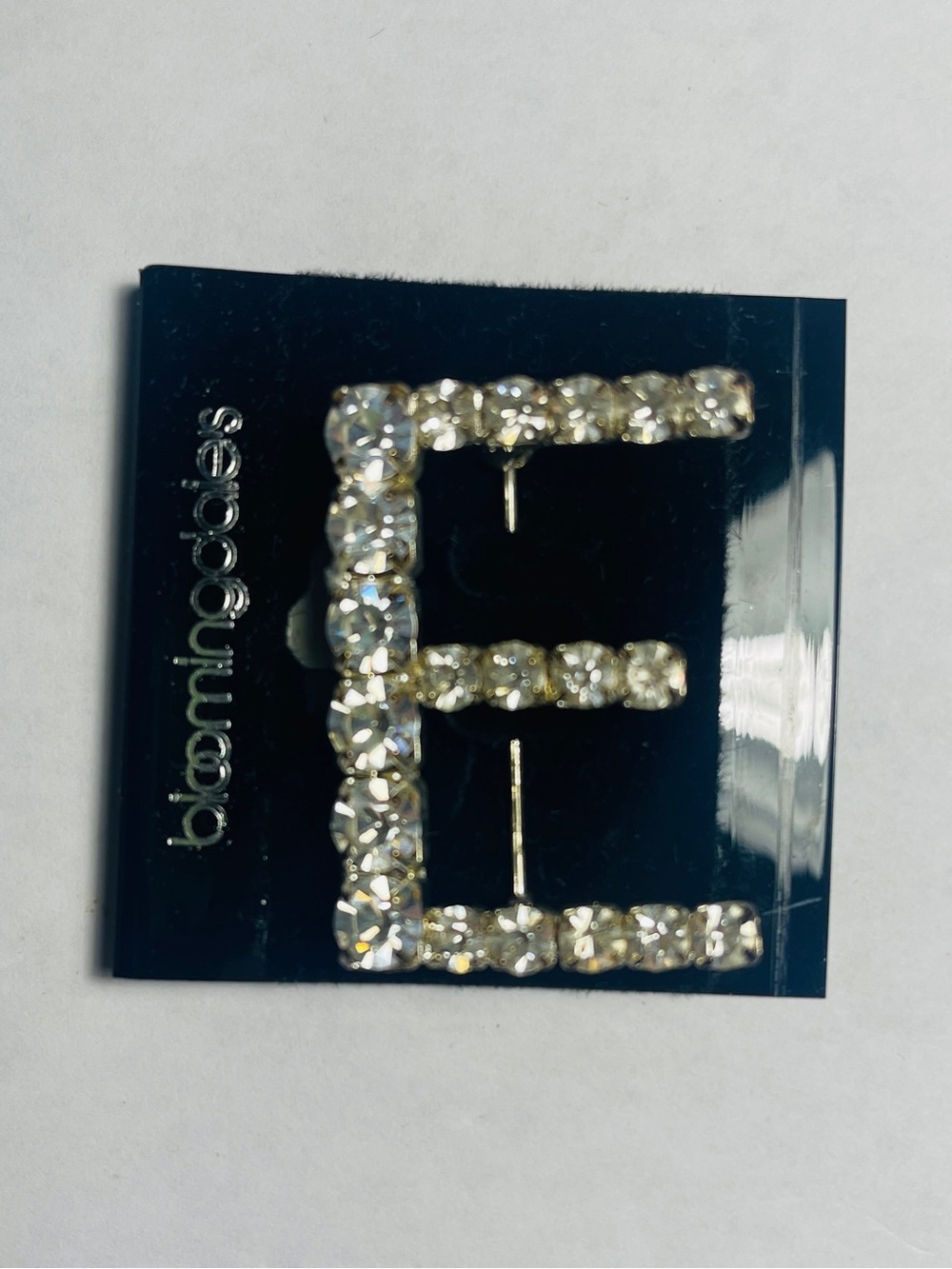 Bloomingdale's Crystal “E” Brooch